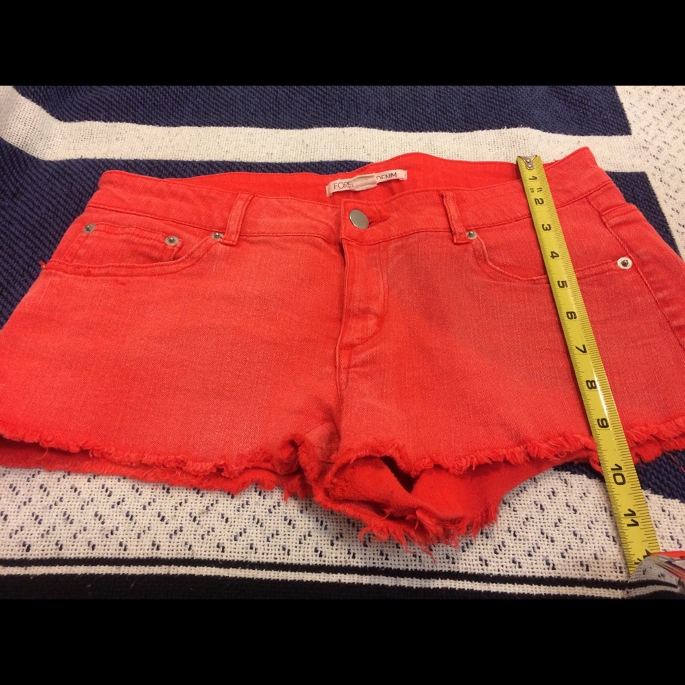 Forever 21 Red Denim Shorts Sz 27